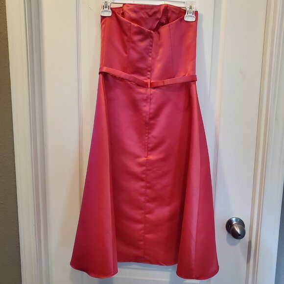 🌹Vintage Scott McClintock Strapless Hot Pink Cocktail Satin Gown / Formal 8 - Picture 7 of 10
